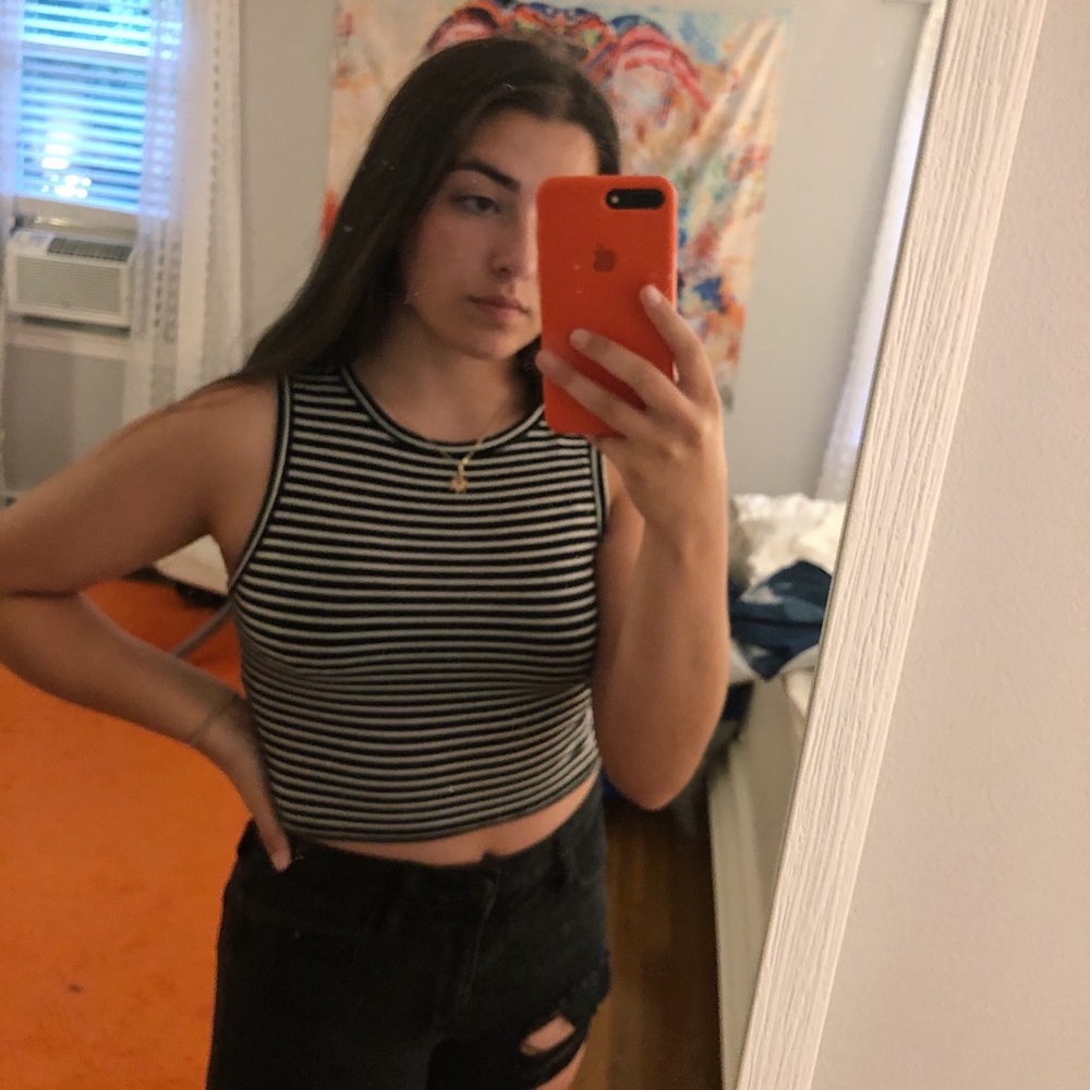 Black and white striped tank top